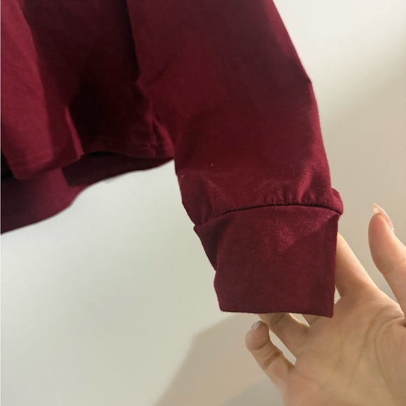 Striped Collared Rugby Top in Burgundy and White - Picture 4 of 9